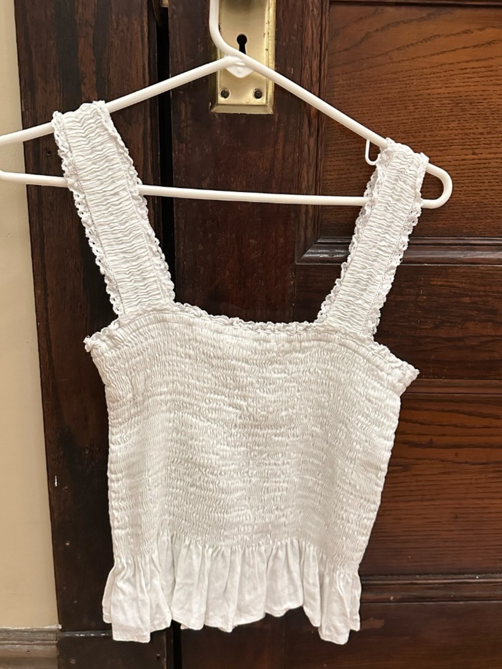 Astr White Smocked Ruffle Tank - Picture 2 of 2